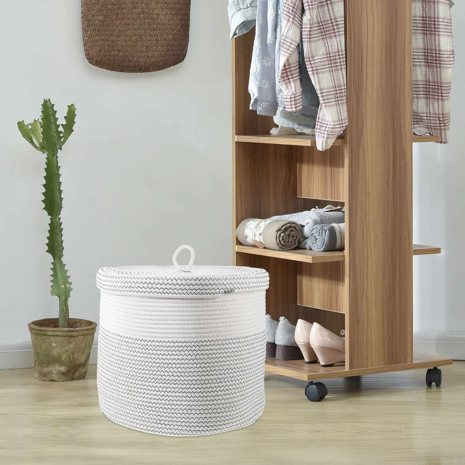 

Storage Basket Home Woven Organizer Lightweight Cotton Rope Clothes Storage Box Multifunctional Closet Bedroom Laundry