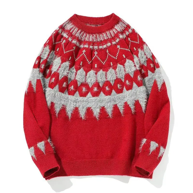 الرجعية العرقية Sle جولة Ne سترة ex عارضة فضفاض محبوك طبقة قاعدة irt نمط احتفالي اتجاه شارع العليا #5