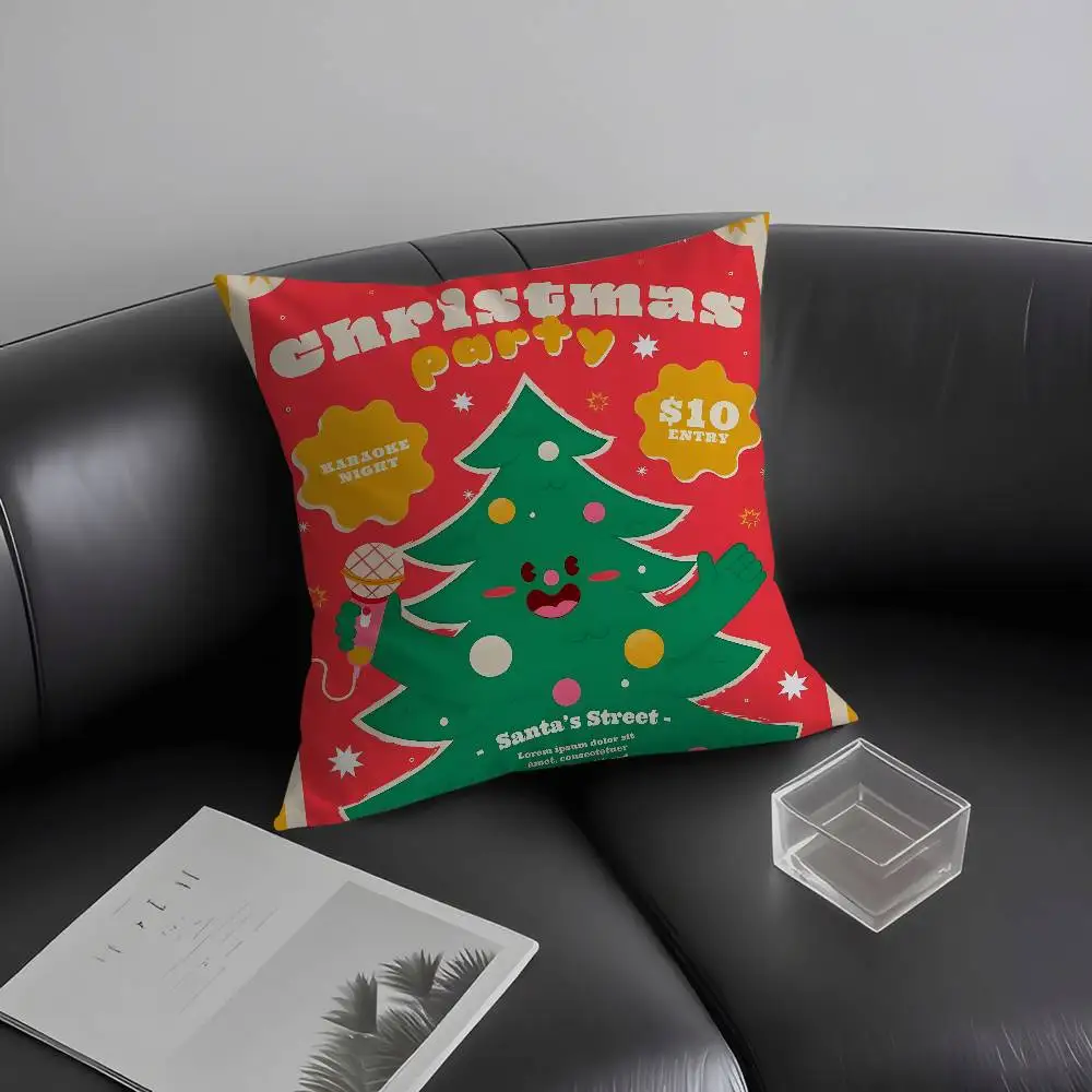 Pretty Christmas Festival Pillow Case Plush Fabric Soft Pillowcase Double Sided Print Cushion Cover Household Gifts