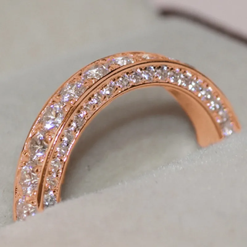 Huitan Classic Wedding Bands Women Rings Full Paved CZ Exquisite Promise Rings Daily Wear Versatile Accessories Timeless Jewelry