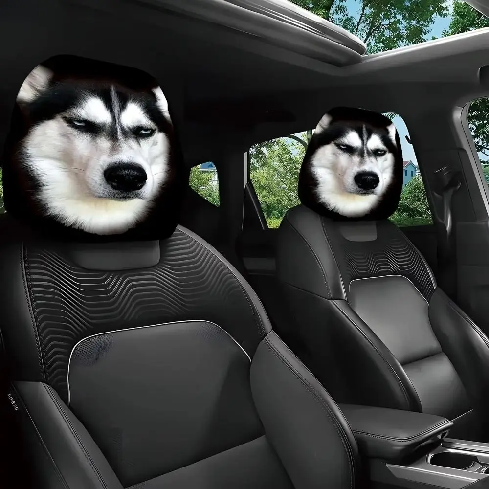 Cartoon Car Headrest Covers Exaggerated Cool Decorations Car Pillowcase Soft Comfortable Washable Car Seat Headcover