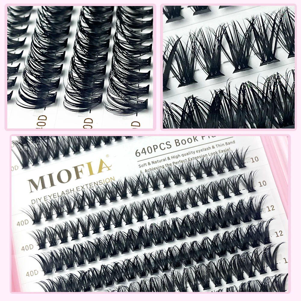 MIOFIA DIY Lash Clusters Set Individual Lashes Clusters Mixed Tray Natural Eyelash Extension Kit With Lash Bond and Seal At Home