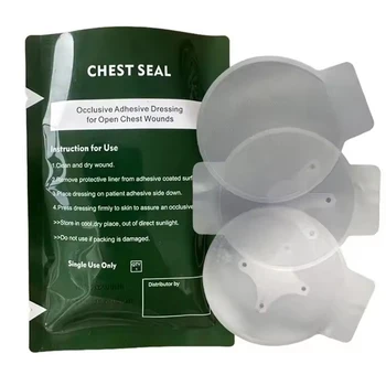 Sello de ventilación para el pecho, cuidado de heridas salvavidas para situaciones de emergencia o tácticas, adhesivo avanzado, estéril, transparente, ligero