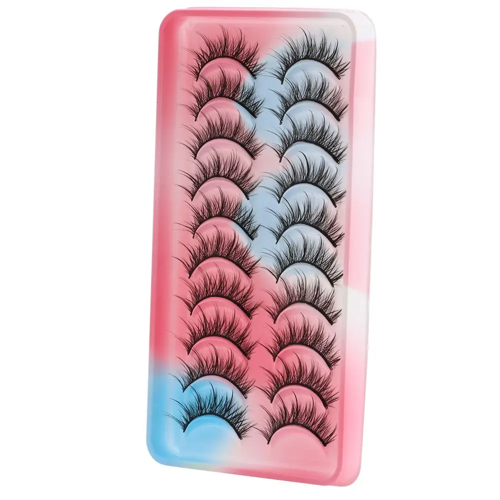 10 Paar flauschige natürliche Katzenaugen-Make-up-Feen-Cluster, künstliche Wimpern, Cosplay-Wimpern, Nerz-Wimpern, Manga-Wimpern, Anime-Wimpern