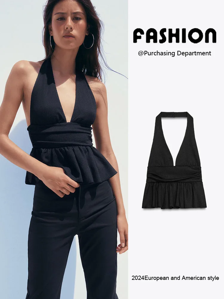 New Summer Women's Casual Decorative Collar Layered Neck Hanging Top Fashionable Ethnic Style Stage Performance Clothing