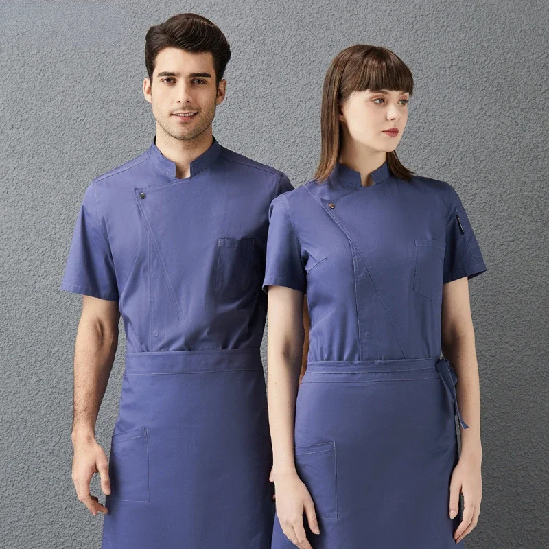 Men Women Bakery Canteen Restaurant Hotel Kitchen Uniform Shirt Summer Stand Collar Cooking Food Service Clothes Chef Jacket