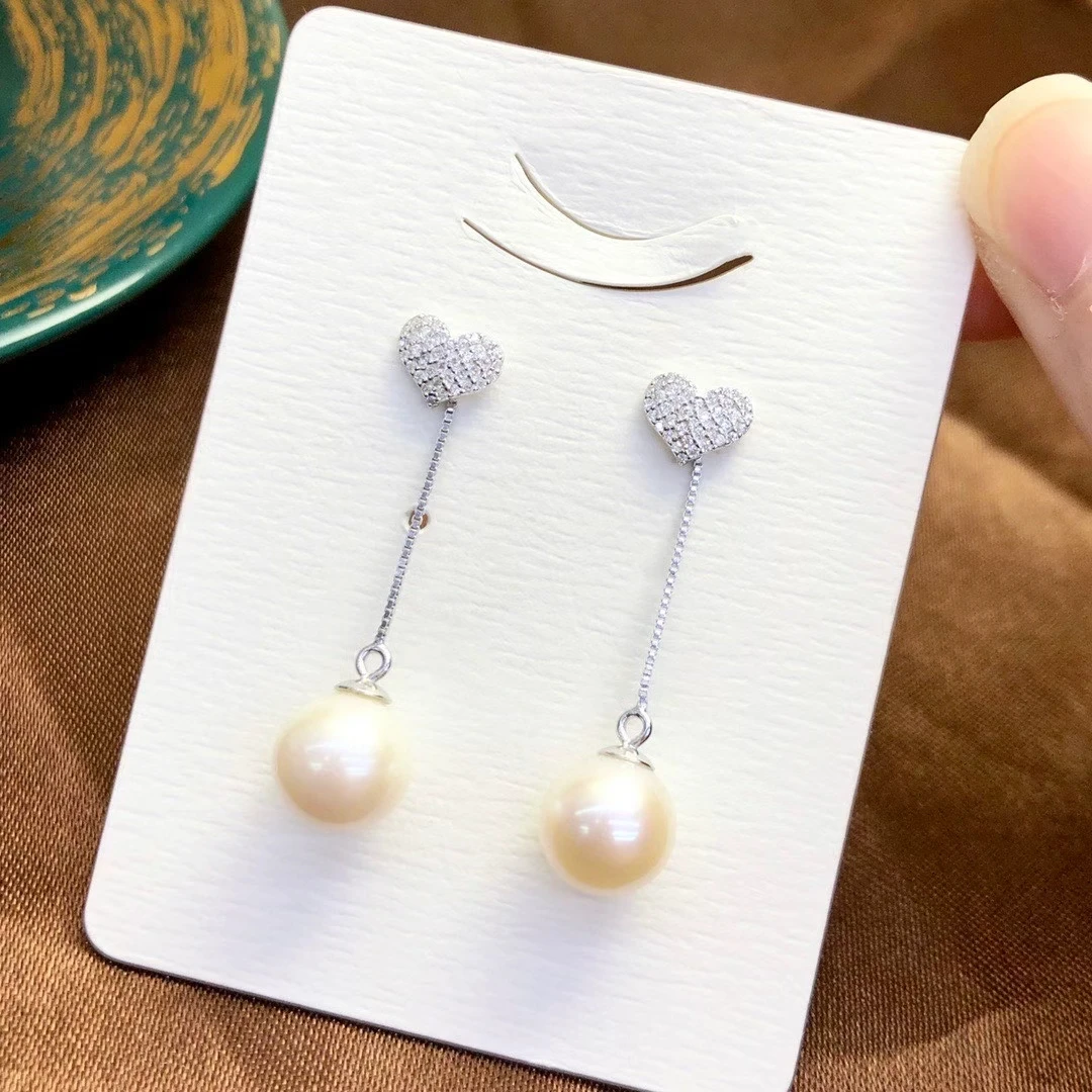 

Серьги из стерлингового серебра 925 пробы в форме сердца, фурнитура для крепления, базовые монтажные детали, аксессуар для жемчуга 7-10 мм, 5 пар/лот