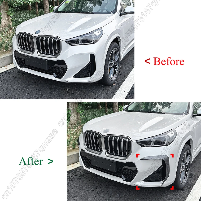 Car Front Side Bumper Splitter Spoiler Trim Fog Light Canard For BMW X1 U11 IX1 M Sport 2023 2024 Glossy Black Parts Accessories