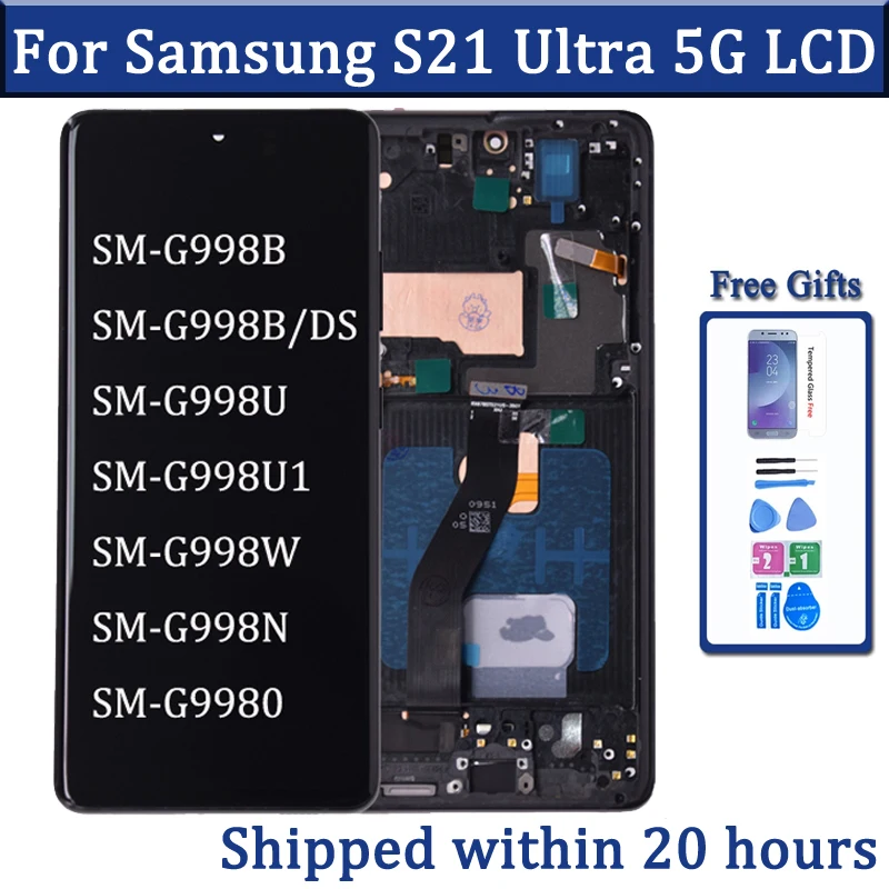 Super AMOLED For Samsung  S21 Ultra 5G G998 G998U Display Touch Screen Digitizer For Samsung S21Ultra G998B LCD