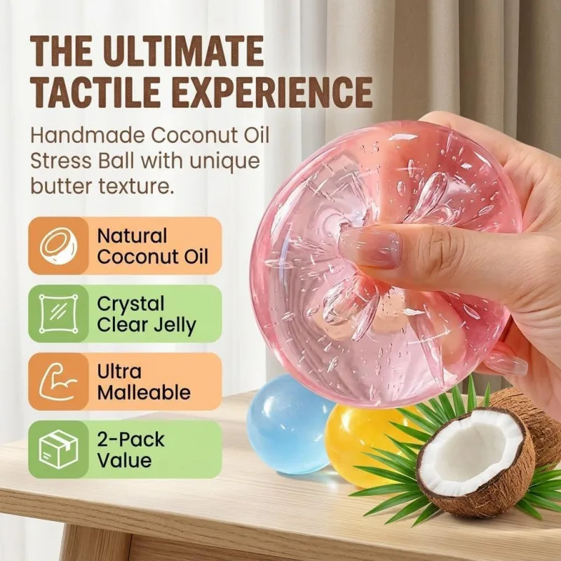 Moldable Squishy Pearl Coconut Oil Squeeze Toy Moldable Stress Ball Squishy Toy Slow Rising Decompression Sensory Toy for Adult
