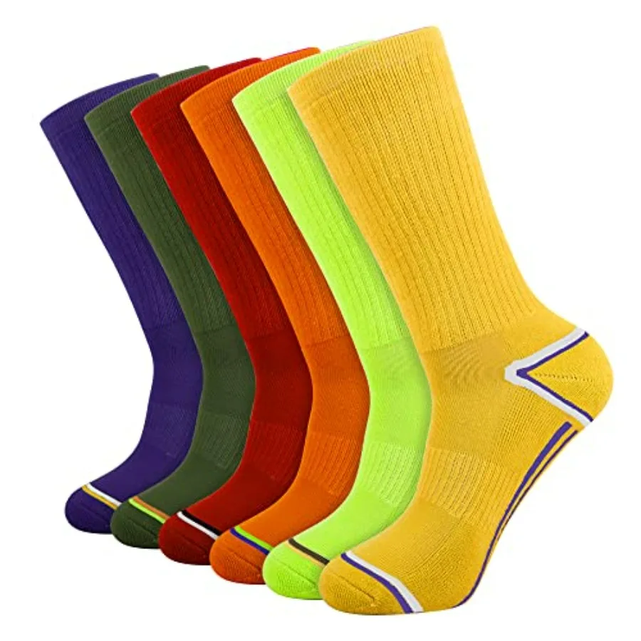 Mens 6 Pack Athletic Performance Cushion Crew Socks for Running and Workout