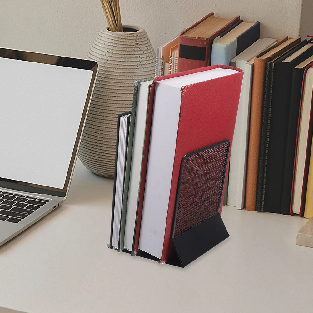

2pcs Bookends For Shelves Metal Mesh Heavy Duty Bookend For Textbooks Dvds Cds Video Games Office School Home Decor Black Metal