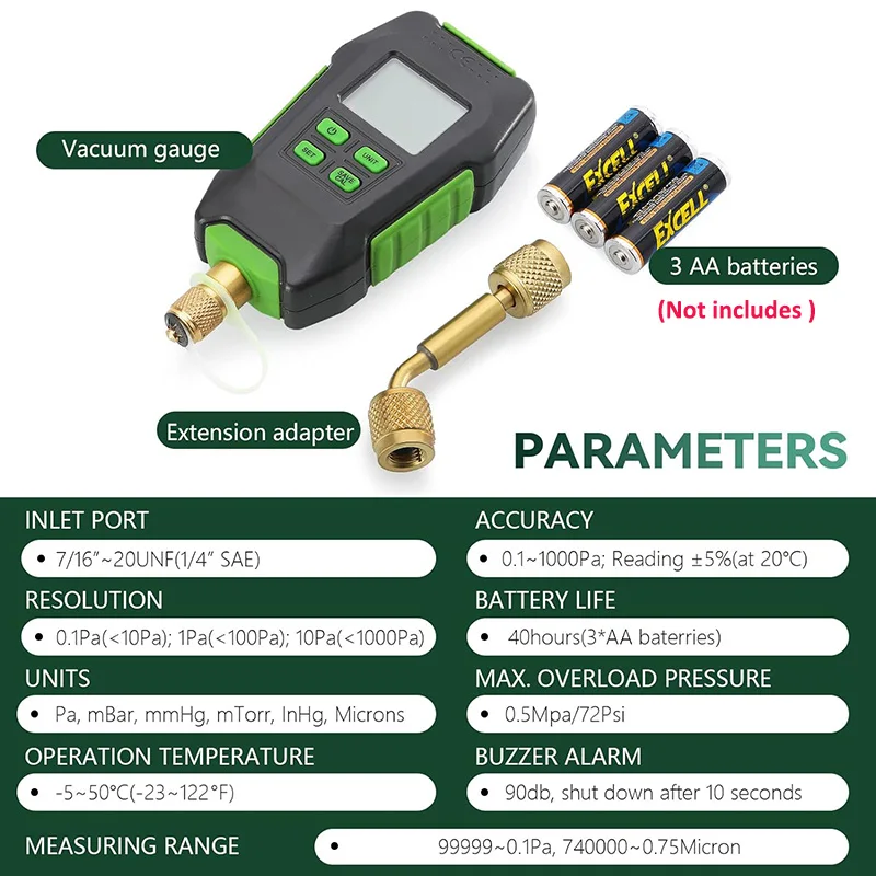 Imagem -02 - Digital Eletrônico Vácuo Indicador Indicador Pressão de Alta Precisão Contando Faixa de Medição 010000pa 72psi Novo