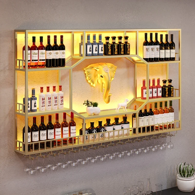 Movable Commercial Bar Wine Storage Mini Cabinet Living Room Simple Closet Farmhouse Furniture Bottle Modern Luxury Cottage Rack