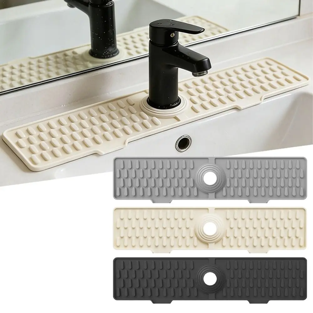 Silicone Splash Guard Mat Raised edges 45cm Length Basin Protector Mat Ajustable Size Splash-proof Faucet Sink Pad Kitchen Use
