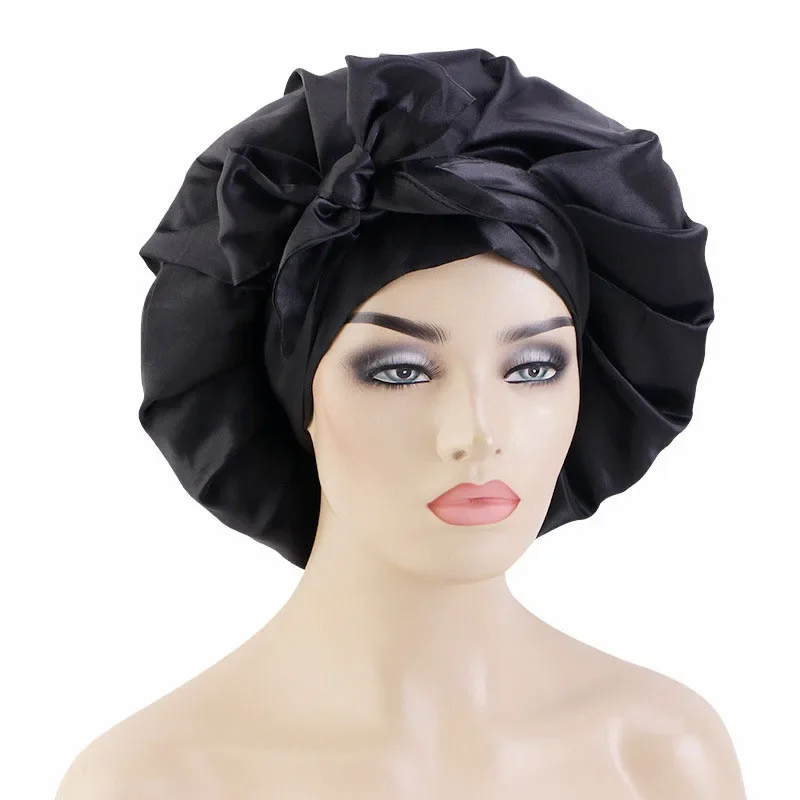 Large Satin Sleep Night Cap African Women Hair Care Bonnet Head Scarf Wrap Beanies Hat Chemo Caps Sleeping Headwear Nightcap