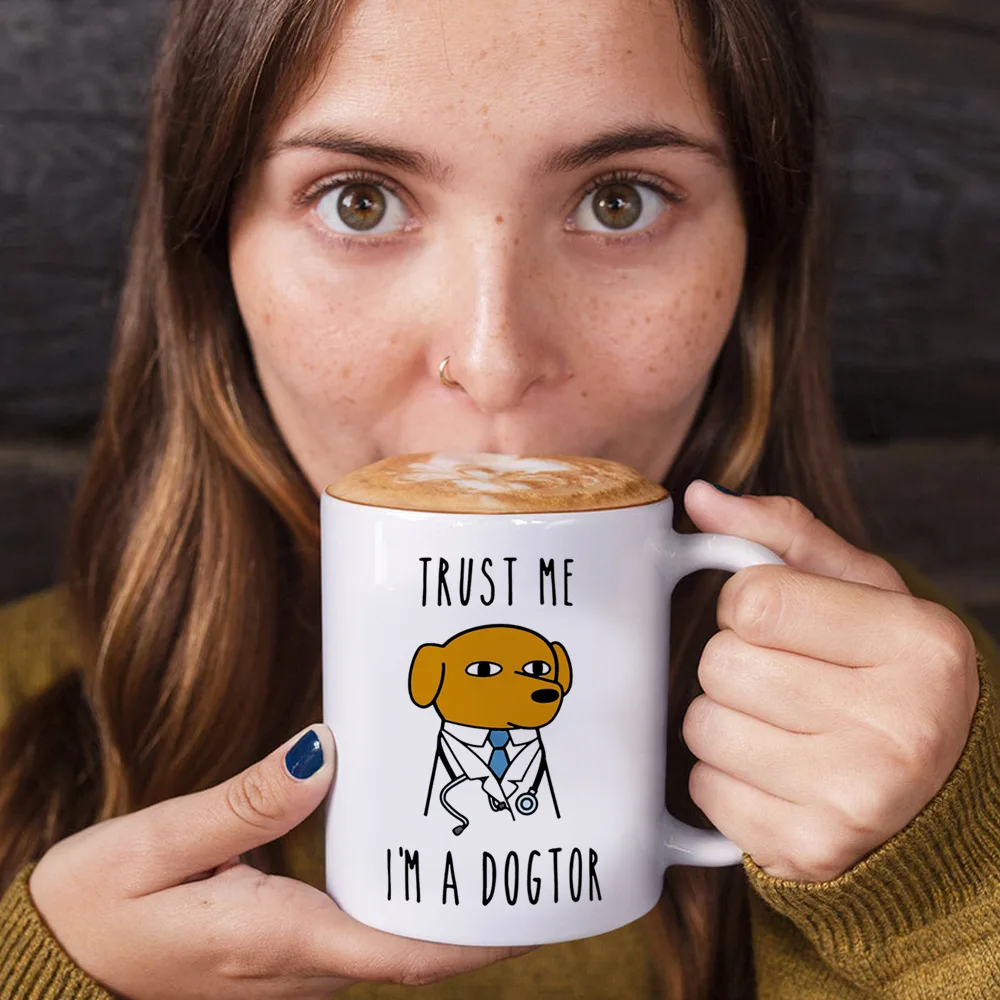 Trust me i'm a dogtor minimalist ceramic mug 350ml doctor ceramic, milk mug