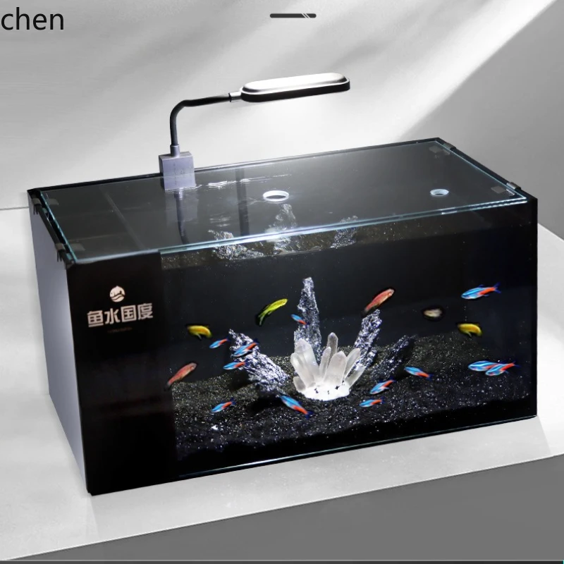 HXL Side Filter Fish Tank Landscape Stream Desktop Ultra Clear Glass Self-Circulating Fish Tank