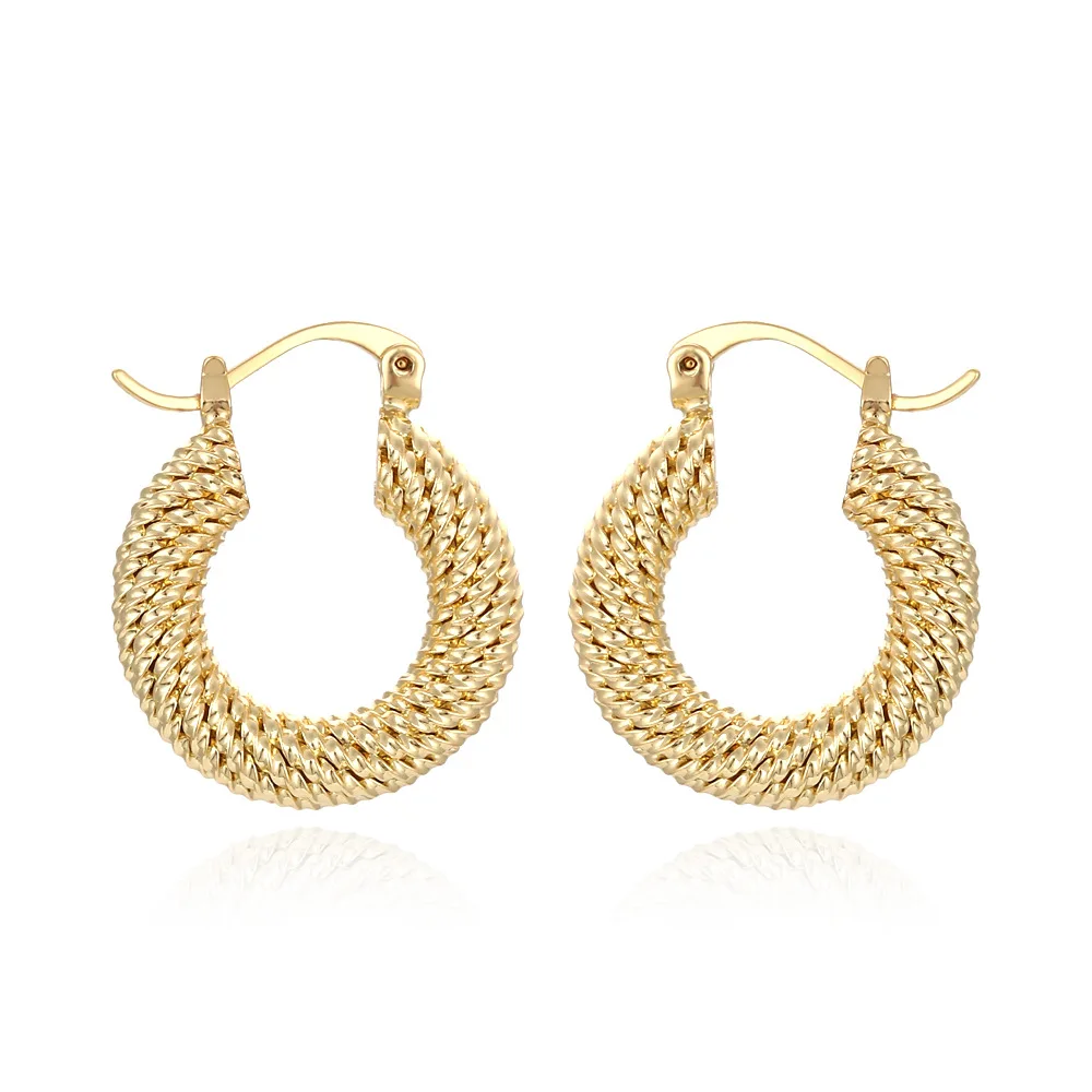 Retro metal earrings, color-retaining copper-plated U-shaped ear buckles, Hong Kong style earrings, simple atmospheric circle ea