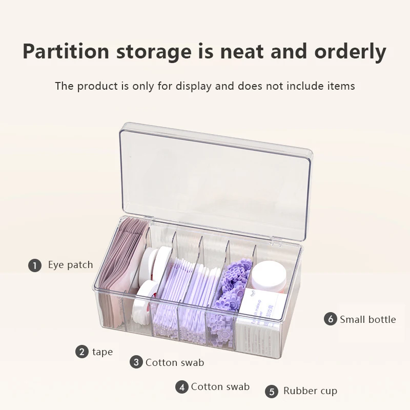 Scatola portaoggetti per strumenti per estensione ciglia con coperchio Accessori per ciglia Colla per ciglia Porta pinzette Organizzatore Scatola trasparente in acrilico