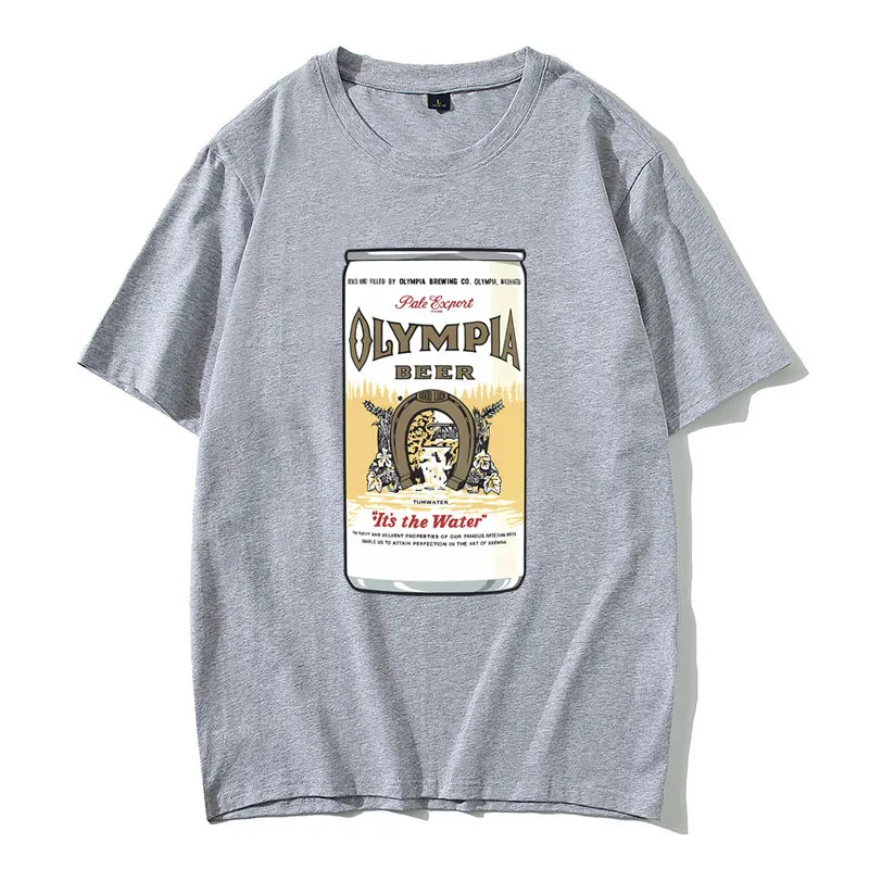 Kurt Cobain Olympia Beer Same Style T-shirt Men Women Rock Vintage Oversized Short Sleeve T Shirts Men's Casual Cotton Tshirt