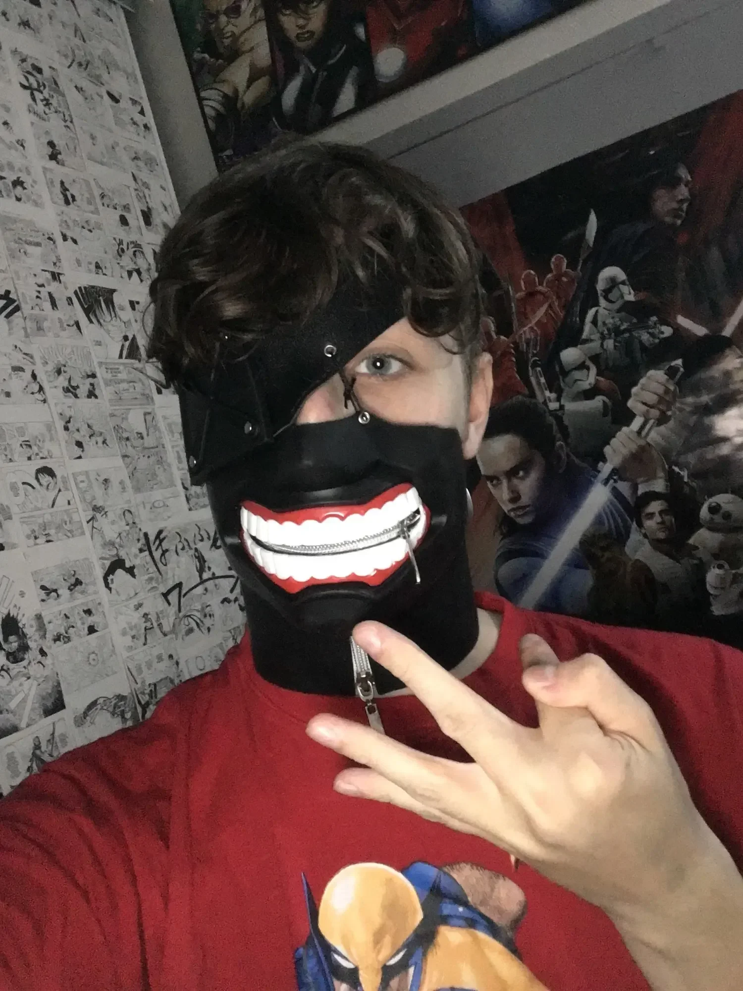 Roll Up Halloween Kostuum Partij Fancy Props Anime Tokyo Ghoul Kinki Ken Pruik Rubber Masker Kostuums Rekwisieten Verstelbare Rits