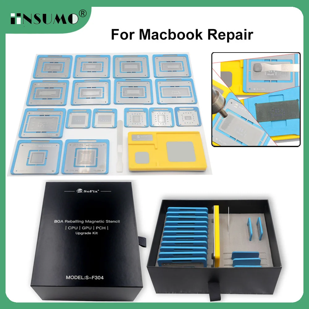 

S-F304 Tin Planting Platform For MacBook CPU GPU PCH Intel M1 M2 CPU to BGA Chip RAM NAND BGA Reballing Magnetic Stencil Tool