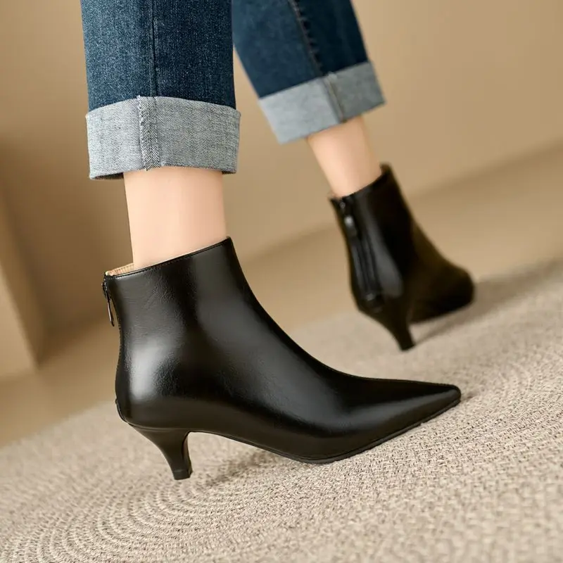 

REAVE CAT Элегантные женские ботильоны 32 33 с острым носком на маленьком каблуке 5 см, размер 47 48, офисные женские повседневные ботильоны