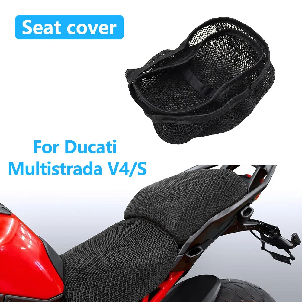 For Ducati Multistrada V4 V4S Sport Rally Pikes Peak Motorcycle Seat Cover Mesh Fabric Seat Non-Slip Breathable Heat Insulation