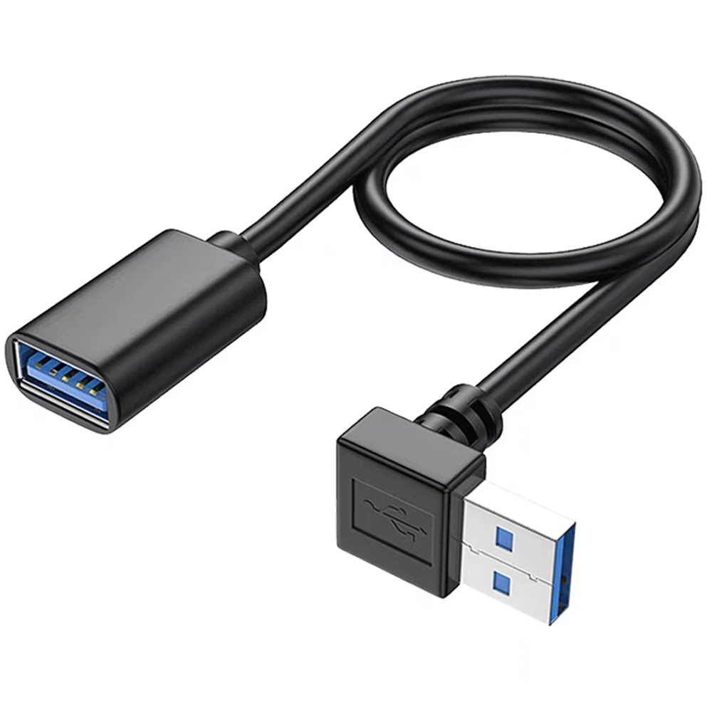 USB 3.0 laki-laki ke perempuan garis ekstensi siku, kiri dan kanan 90 derajat siku terhubung ke USB flash drive mouse keyboard data ca