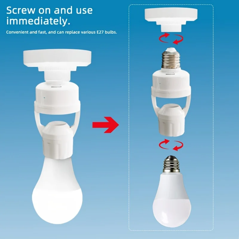 Suporte de lâmpada com sensor de movimento pir e27, adaptador inteligente de suporte de lâmpada, liga/desliga automaticamente, soquete de luz de movimento para varanda, escada, porão