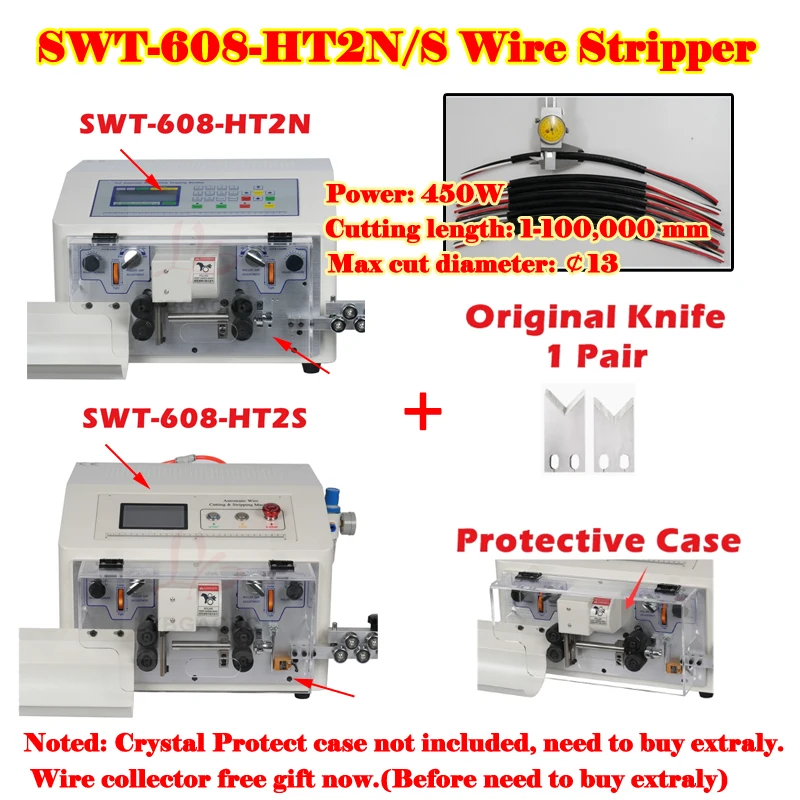 

Upgraded SWT-608-HT2N HT2S Wire Stripping Peeling Cutting Machine Touch Screen For Computer Automatic 0.1-10mm2 AWG7-AWG28