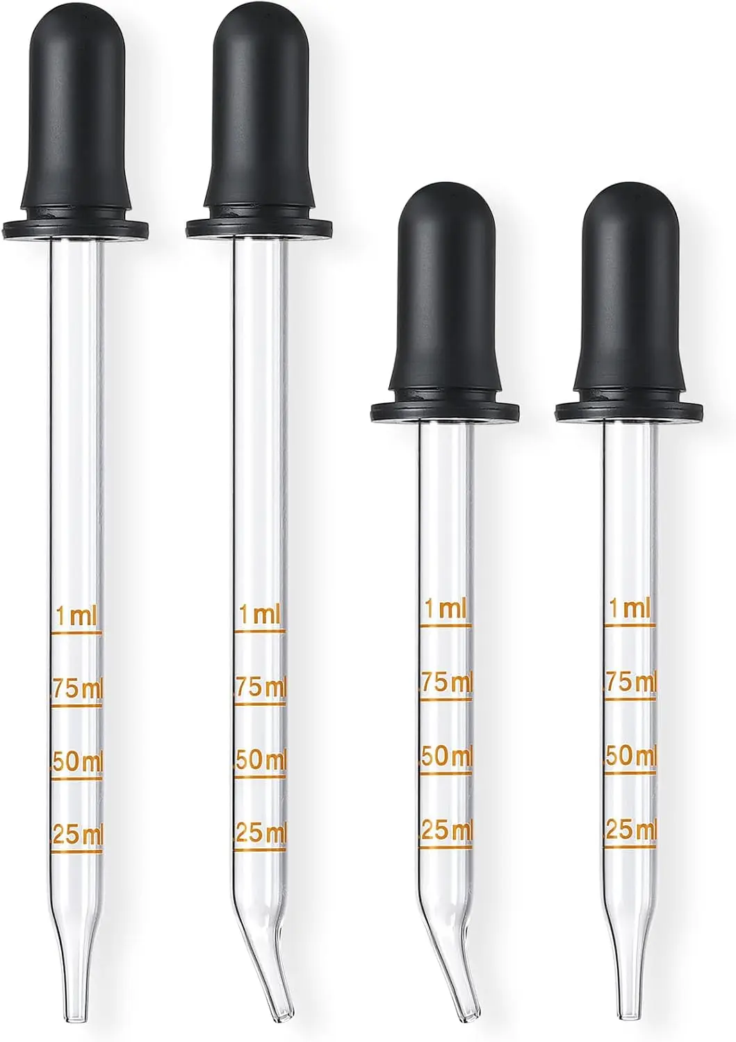4pcs1 ml glass dropper, with scale, with long type, short type, curved type and straight type, for laboratory and essential oil - view 6