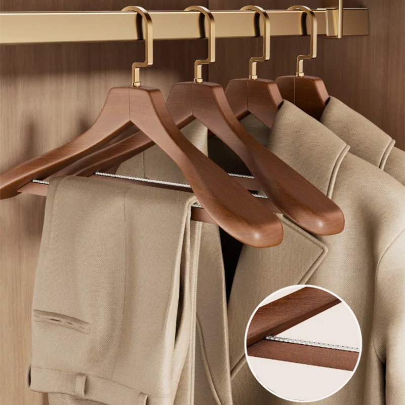 4.5CM Extra Wide Shoulder Wooden Hangers Heavy-duty Wood Coat Hanger for Jacket Premium Large Wood Suit Hangers with Pant Holder