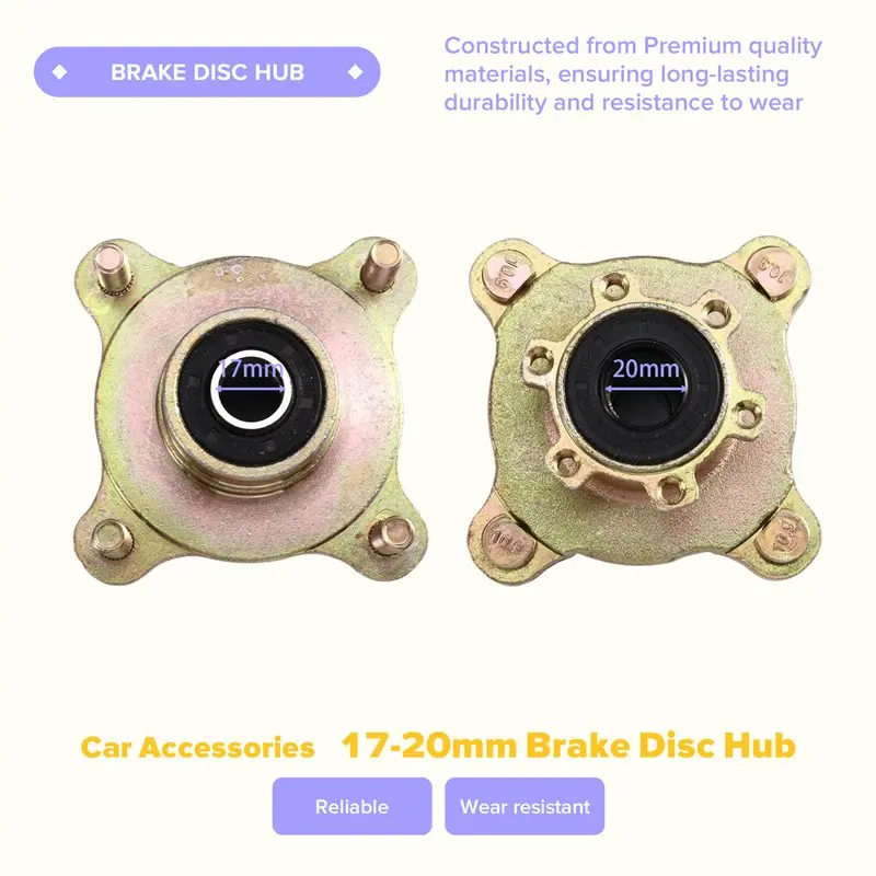 For Buggy ATV GO Kart Utv Golf Cart Quad Bike Accessories 110Mm 4 X M10 Stud 17-20Mm Front Brake Disc Wheel Hub 2