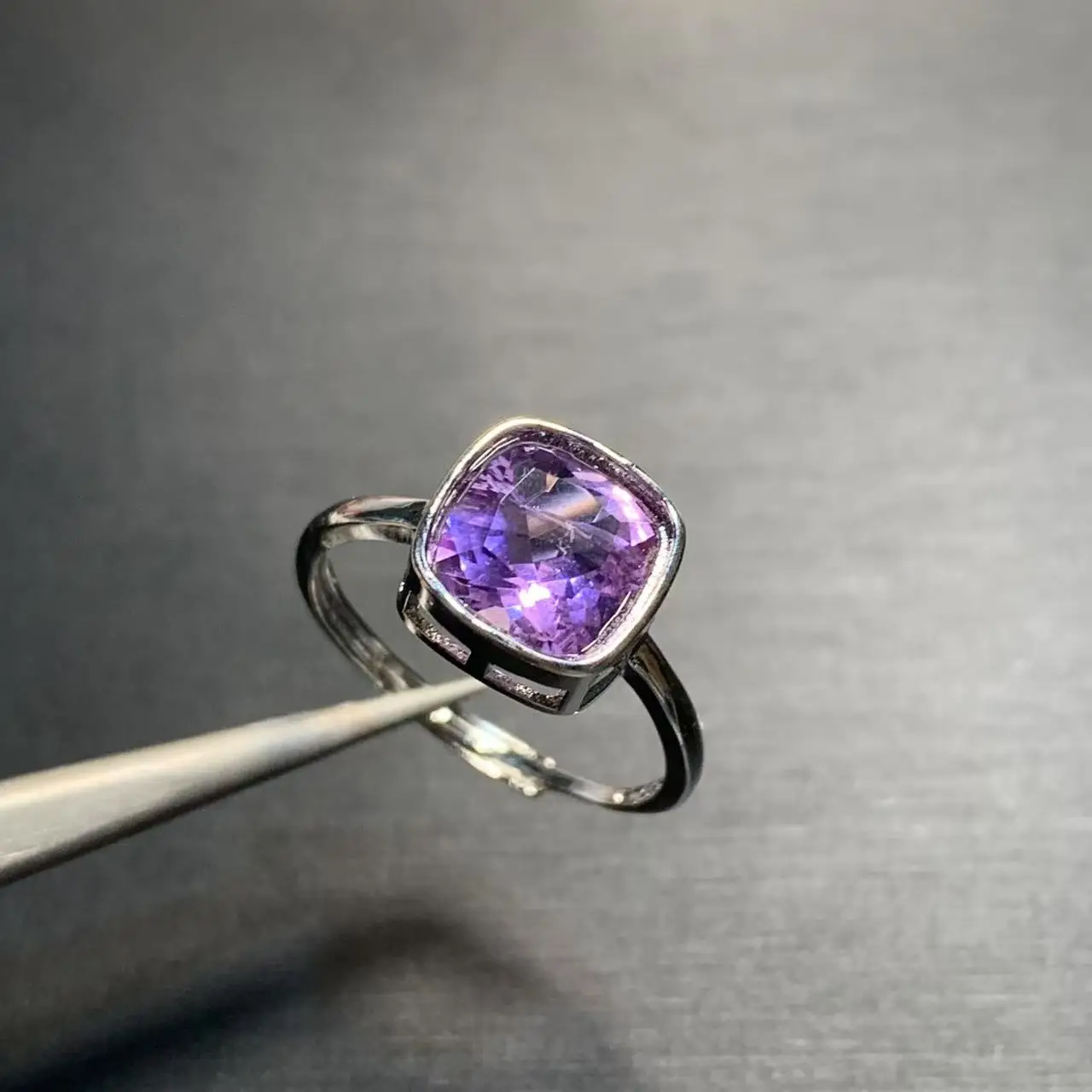 

Natural Amethyst Ring Stone Female Handmade Rings Jewelry for Women Gift Purple Flower