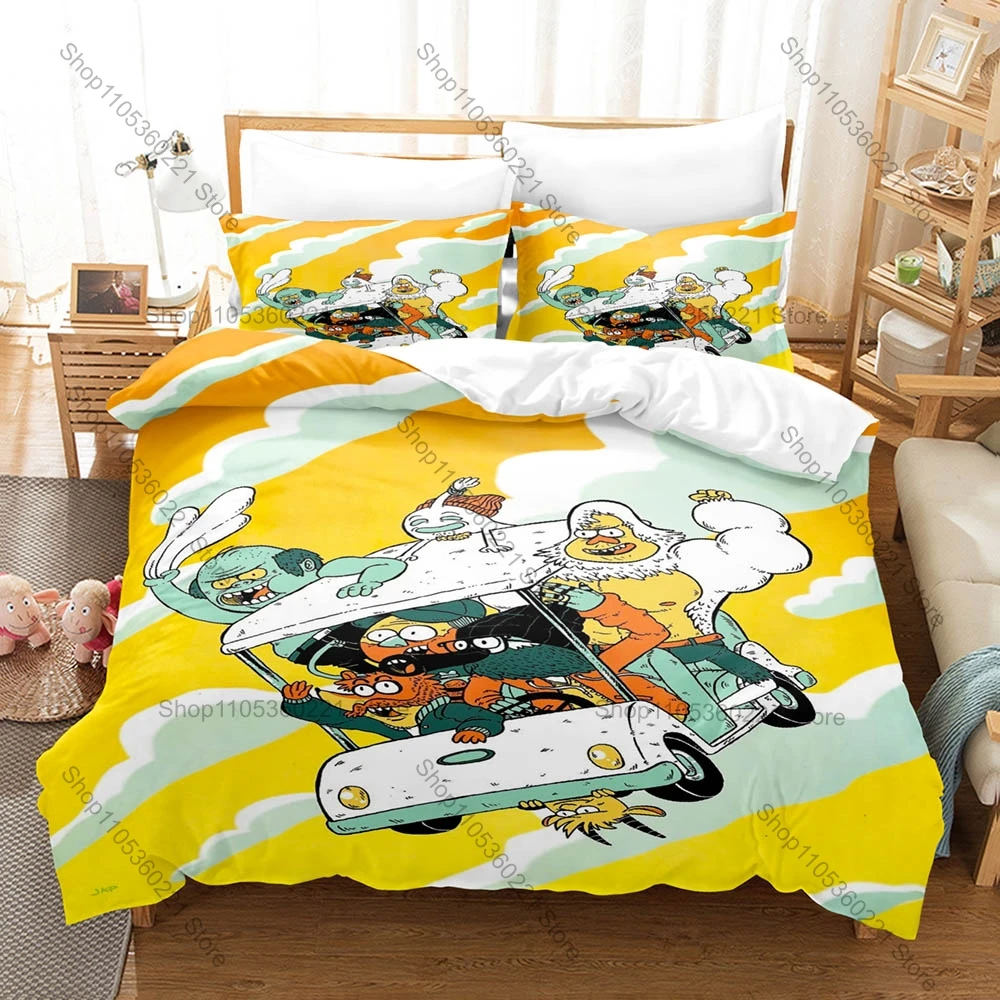 Regular Show Mordecai Rigby Character Duvet Cover Set 1 Duvet Cover 2 Pillowcases Animated Series Bedding Cool Kawaii Gift