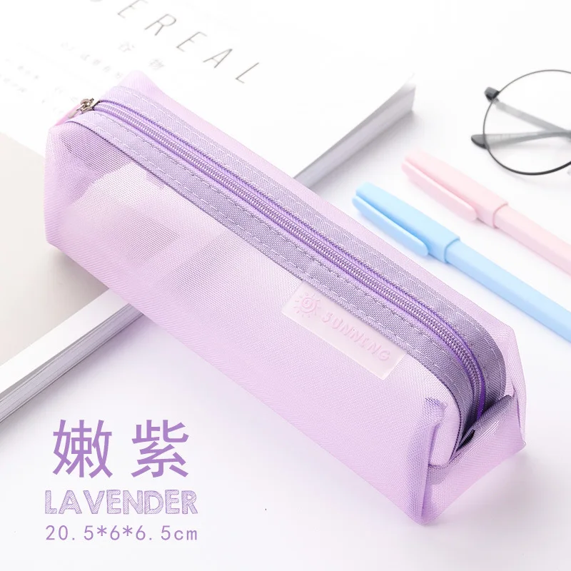 Transparent Mesh Bleistift Tasche Student Prüfung Gewidmet Nylon Stift Fall Unisex Große Kapazität Beutel Schule Liefert Schreibwaren