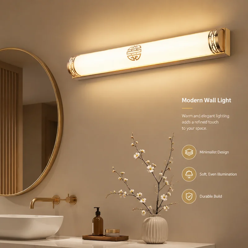 Wall Sconce New Chinese Vintage LED Mirror Front Light Brass Finish for Hotel Tea House Antique Shop Studio Picture Light Decor.