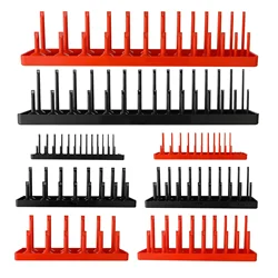 8Pcs Plastic Sleeve Holder Metric Imperial Socket Tray Socket Organizer Home Tool Rack Tray For 1/2Inch 3/8Inch 1/4Inch Socket