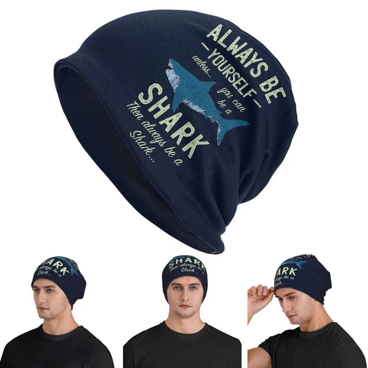 

Always Be A Shark Skullies Beanies Hats Warm Autumn Winter Outdoor Cap Knitted Bonnet Caps for Unisex Adult