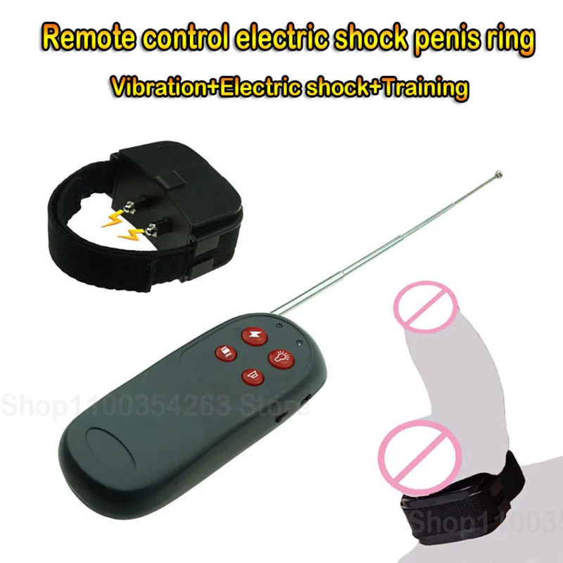 Bondage Male E-stim Remote Control Cock Ring Electric Shock Vibrating Penis Ring Chastity Belt Testicle Scrotum Shocker Sex toys