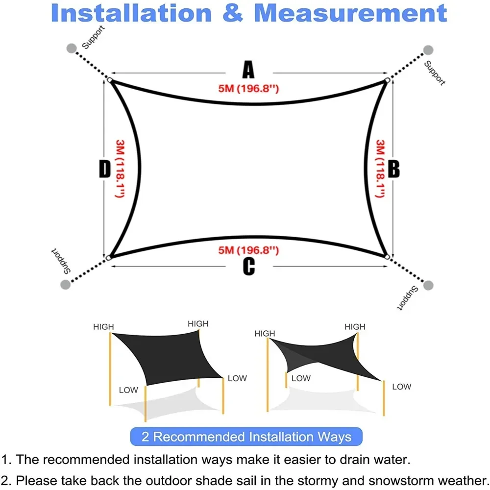 Imagem -05 - Grandes Velas Sun Shade Permeável à Água uv Block Canopy Heavy Duty Carport para Pátio Tenda ao ar Livre do Jardim Toldo de Pano de Vela