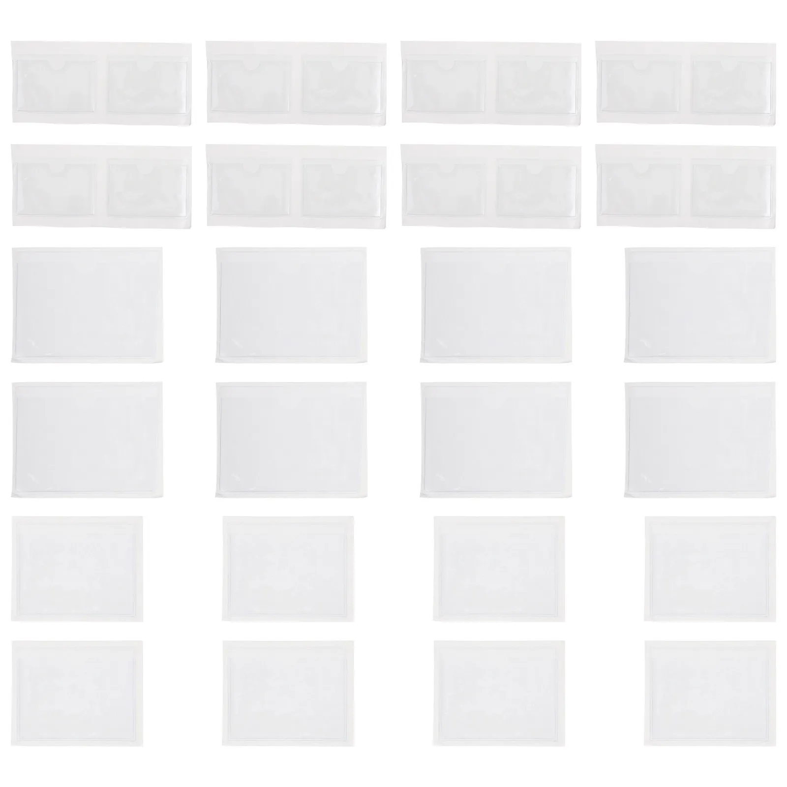 

24 прозрачных пластиковых кармана для карт с клейкой основой и гелевым креплением для библиотечных индексных карточек, офисного стола, ежедневников, использования на стене