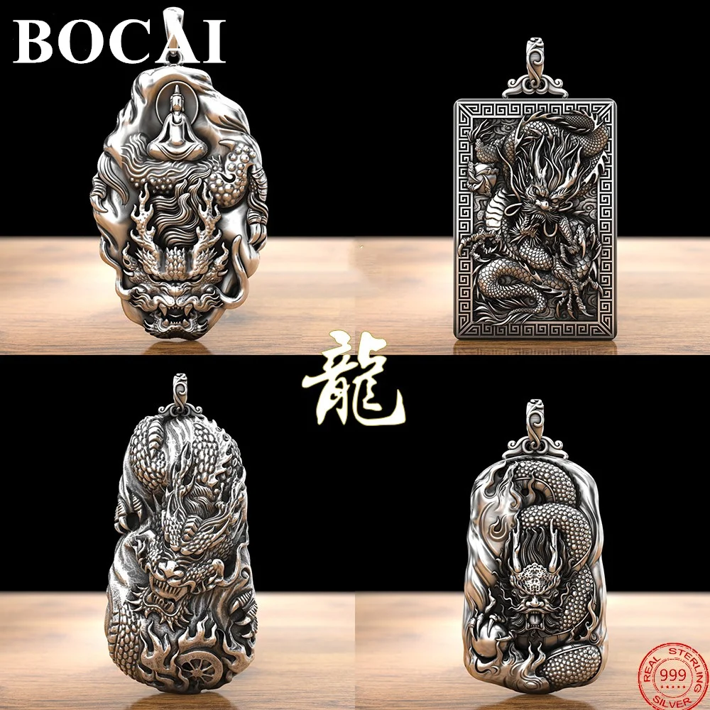 

BOCAI S999 Sterling Silver Pendants for Men Women Nerw Men's Fashion Multiple-styles China Flying Dragon Amulet Free Shipping