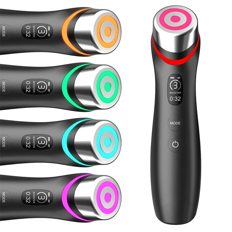 

5-цветный светопоглощающий вибромассажер: Увлажняющее устройство для ухода за порами с красным и синим светом для уменьшения мешков под глазами и морщин