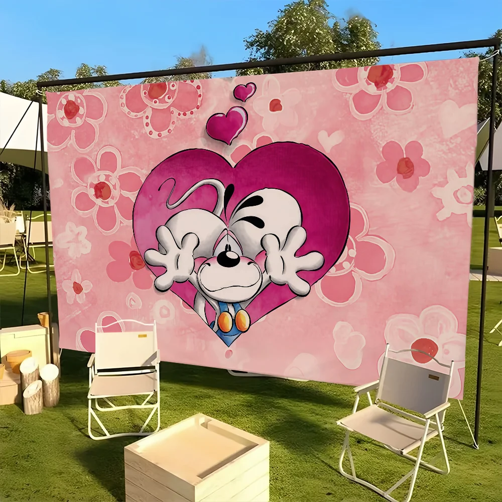 Image of Cartoon süße D-Diddl weiße Jerboa-Flagge Dekoration Outdoor Picknick Party Kunst hängen Home Camping Party Banner Top Boom Bestseller