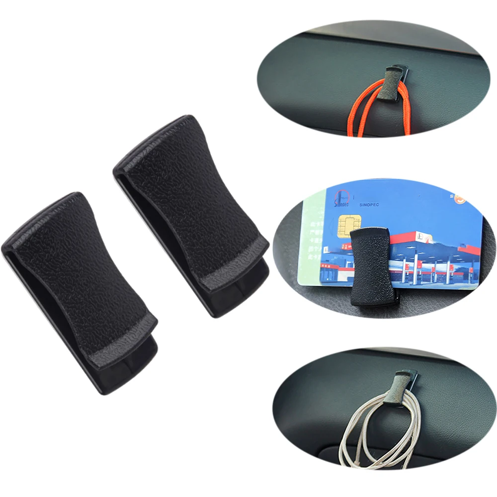 

2Pcs Multifunctional Card Glasses Ticket Holder Auto Car Clip Black Dashboard Door Adhesive Clips Car Styling Accessories