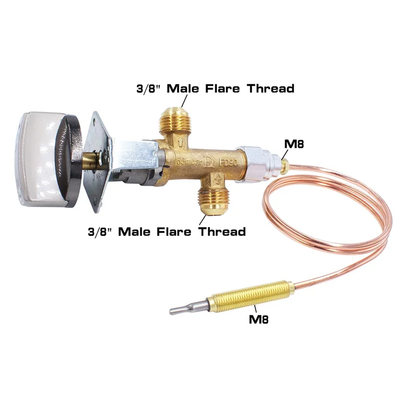 5/8 дюйма (3/8 дюйма с поворотной раструбкой) с наружной резьбой, предохранительный регулирующий клапан для распределительного газа, комплект термопары в сборе для пропановой комы низкого давления