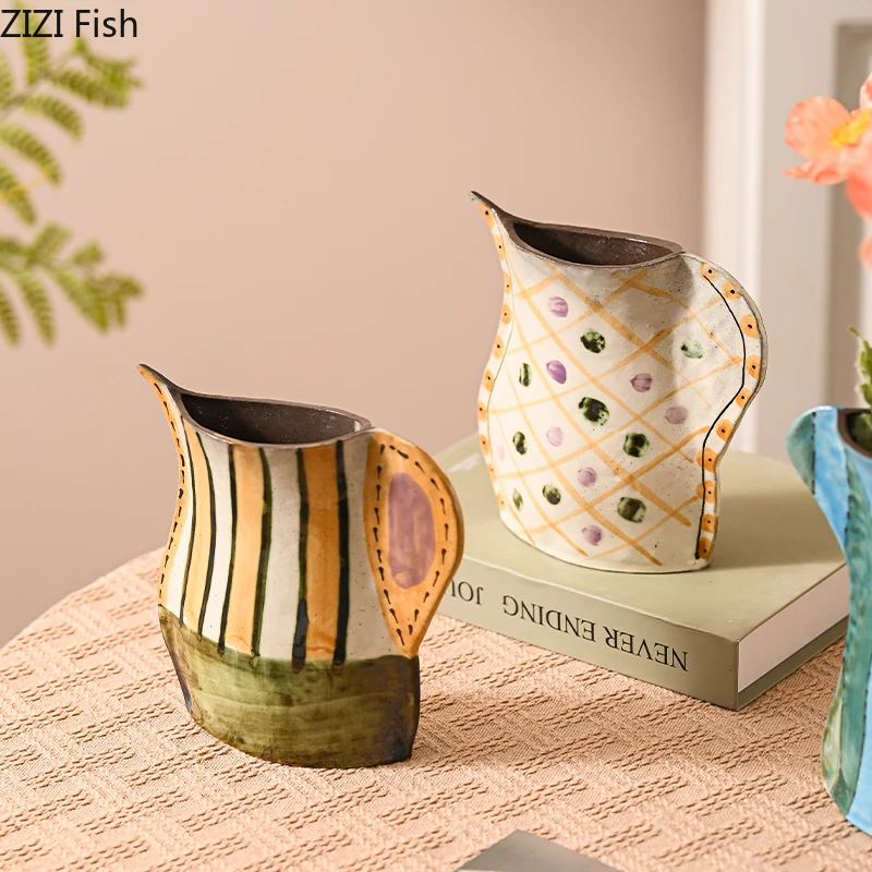 Ceramic Vase Art Decorative Vase Decoration Ornament Vintage Floral Ware Hydroponic Vases Dried Flower Vases Flower Arrangement